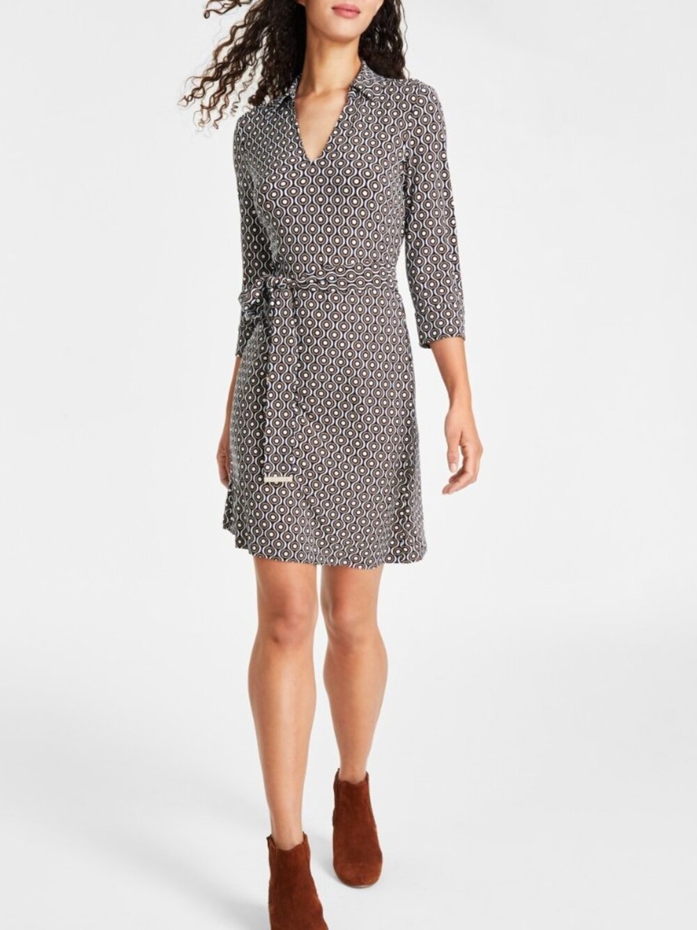 Tommy Hilfiger Women's Size 14 Geometric Print 3/4 Sleeve Shift Dress NEW